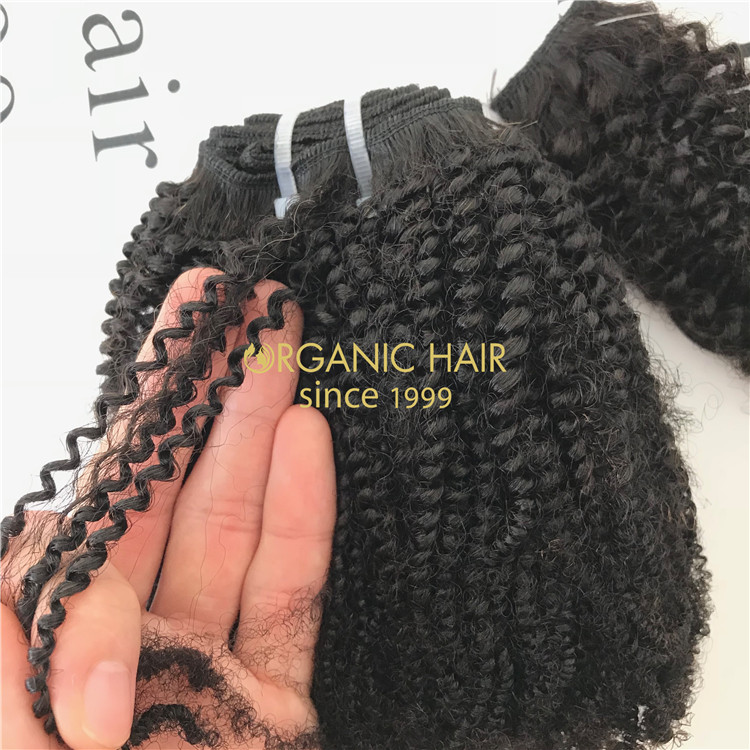 Cheap human virgin indian hair extension weave Coily texture X75